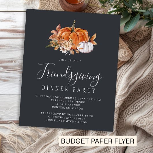 Budget-rustikale Friendsgiving-Abendessen-Einladun Flyer