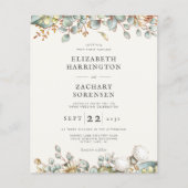 Budget Rustikale Grünpflanzen Einladung Hochzeit (Vorderseite)