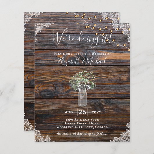 BUDGET Rustikale Gypsophila Lights Mason Jars lade (Vorne/Hinten)