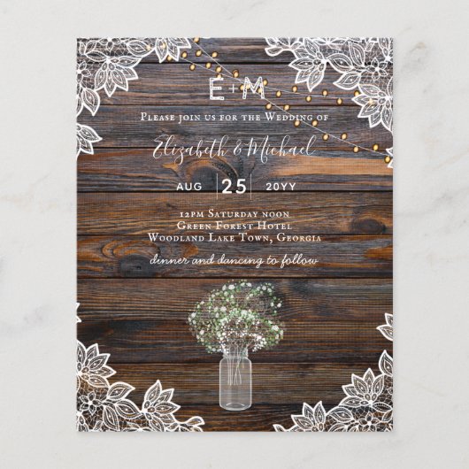 BUDGET Rustikale Gypsophila Lights Mason Jars lade (Vorderseite)