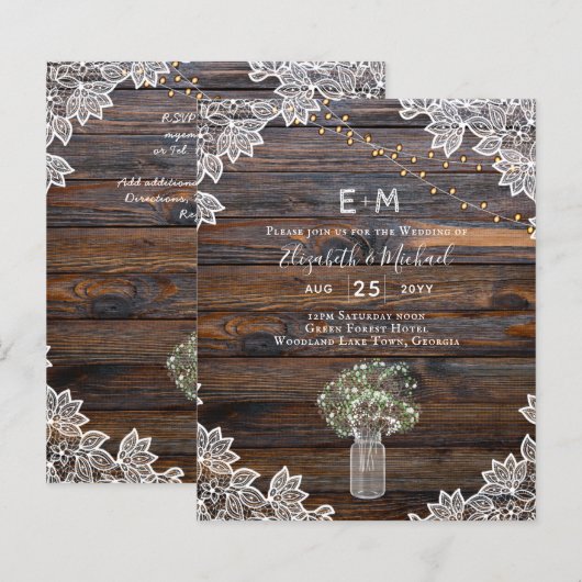 Budget Rustikale Gypsophila Mason Jar Wedding (Vorne/Hinten)