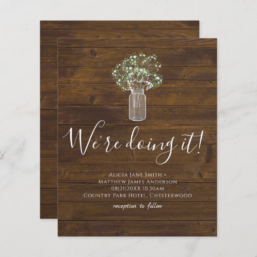 Budget Rustikale Gypsophila Mason Jar Wedding (Vorne/Hinten)