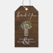 Budget Rustikale Gypsophila Mason Jar Wedding Geschenkanhänger (Vorderseite)