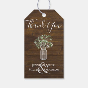 Budget Rustikale Gypsophila Mason Jar Wedding Geschenkanhänger