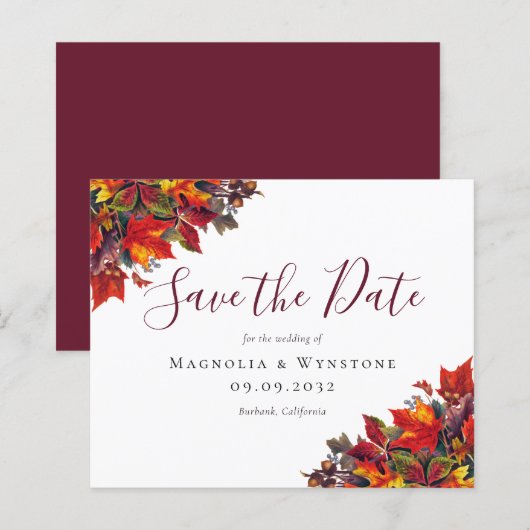 BUDGET Rustikale Herbstblätter Save-the-Date-Karte (Vorne/Hinten)