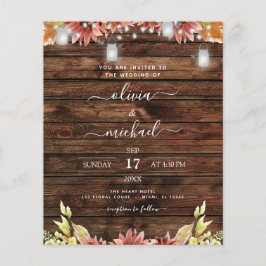 Budget Rustikale Herbstblumen Einladung Hochzeit Flyer
