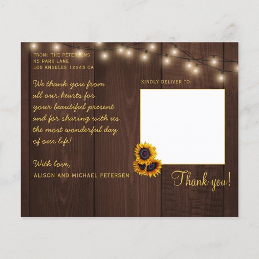 Budget rustikale Hochzeit danke Postkarte (Rückseite)