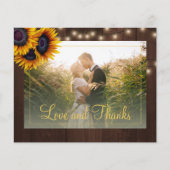 Budget rustikale Hochzeit danke Postkarte (Vorderseite)