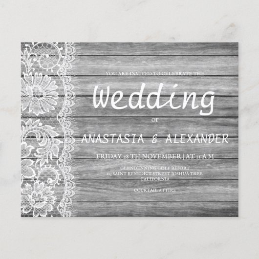 Budget rustikale Hochzeitseinladung. Flyer (Vorne)