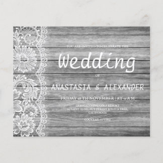 Budget rustikale Hochzeitseinladung. Flyer