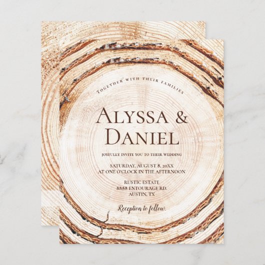 Budget Rustikale Hochzeitsholzkörner (Vorne/Hinten)