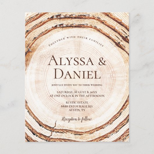 Budget Rustikale Hochzeitsholzkörner (Vorderseite)