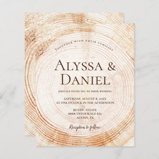 Budget Rustikale Hochzeitsholzkörner (Vorne/Hinten)