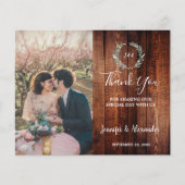 Budget rustikale Holz-Foto-Dankeschön-Hochzeit Flyer (Vorne)
