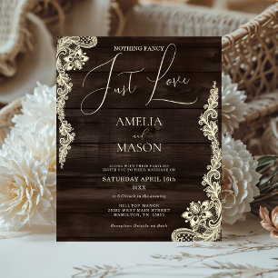 Budget Rustikale Holz-Hochzeitseinladung