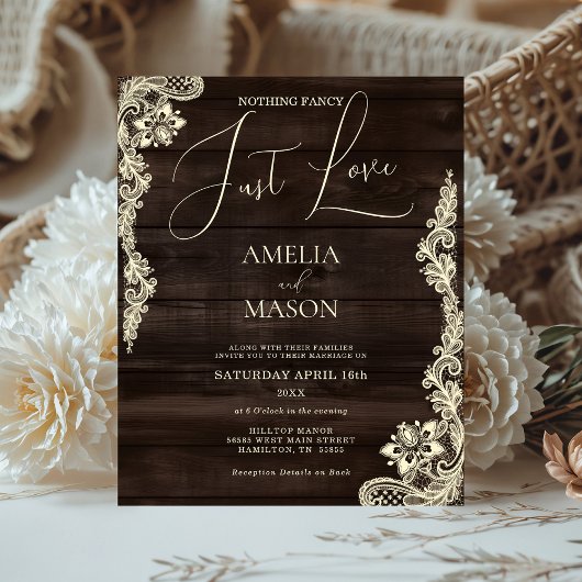 Budget Rustikale Holz-Hochzeitseinladung