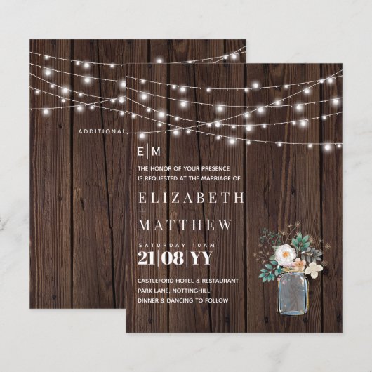 Budget Rustikale Holz Mason Jar Lights Hochzeitsei (Vorne/Hinten)