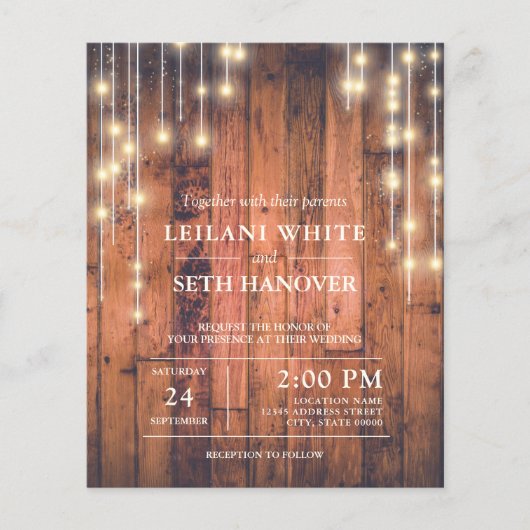 Budget Rustikale Holz String Lights Hochzeit einla (Vorderseite)