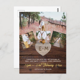 Budget Rustikale Holzfotografie Collage graviert H Postkarte