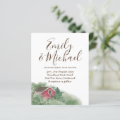 Budget Rustikale Hütte in Wald Hochzeit Einladung (Stehend Vorderseite)