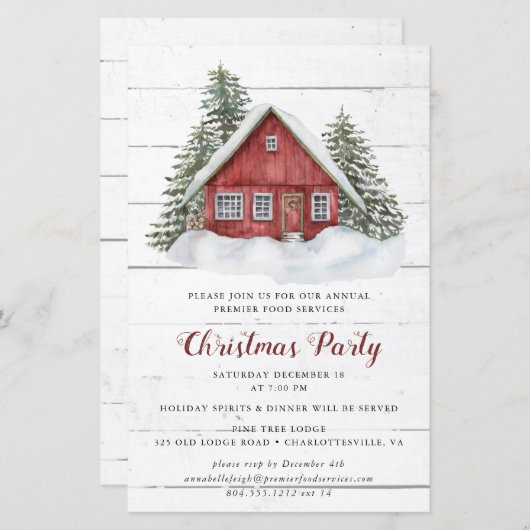 Budget Rustikale Hütte Weihnachten Party Einladung (Vorne/Hinten)