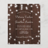 Budget rustikale Lichter Holz Hochzeit Einladung Flyer (Vorne)