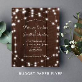 Budget rustikale Lichter Holz Hochzeit Einladung Flyer