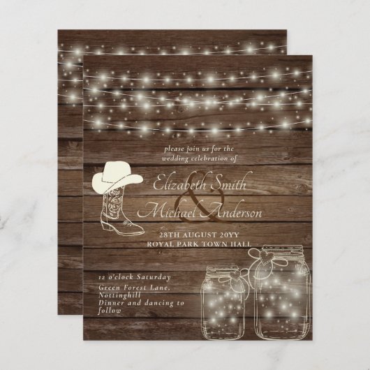 Budget Rustikale Lichter Mason Jars Cowboy Boot Ha (Vorne/Hinten)