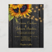Budget rustikale Lichter Sonnenblumen Hochzeit Ein Flyer (Vorne)
