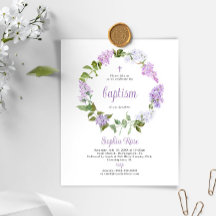 Budget Rustikale Lilac Blume Taufe Einladung