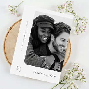 Budget Rustikale Minimalistische Foto-Hochzeit Einladung