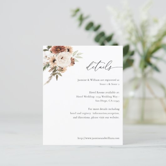 Budget Rustikale neutrale Boho Blumendetails S2 (Stehend Vorderseite)