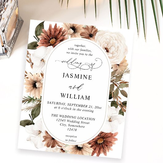 Budget Rustikale neutrale Boho Floral Wedding Flyer