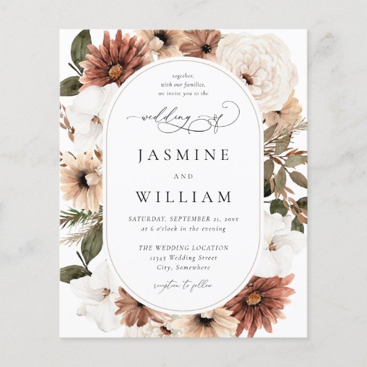 Budget Rustikale neutrale Boho Floral Wedding S2 Flyer (Vorne)