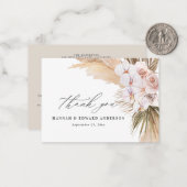 Budget rustikale Pampas Gras Hochzeit danke Mitteilungskarte (Vorderseite/Rückseite Beispiel)