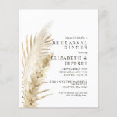 Budget Rustikale Pampas Probe Abendessen Einladung (Vorderseite)