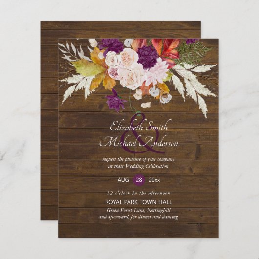 Budget Rustikale Pflaumenblumen Ginger Hochzeit Ei (Vorne/Hinten)