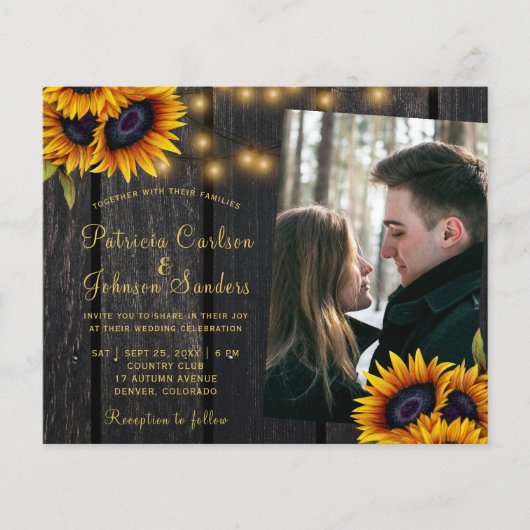 Budget rustikale QR-Code Foto Hochzeit Einladung (Vorderseite)