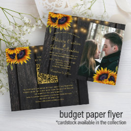 Budget rustikale QR-Code Foto Hochzeit Einladung Flyer