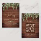 Budget Rustikale QR Code Grüne Einladung Hochzeit (Vorne/Hinten)