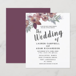 Budget Rustikale Red Burgund Hochzeit Einladung