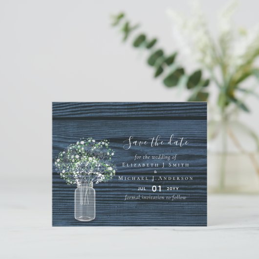 Budget Rustikale Rett Date Cards mit Babys Atem (Stehend Vorderseite)