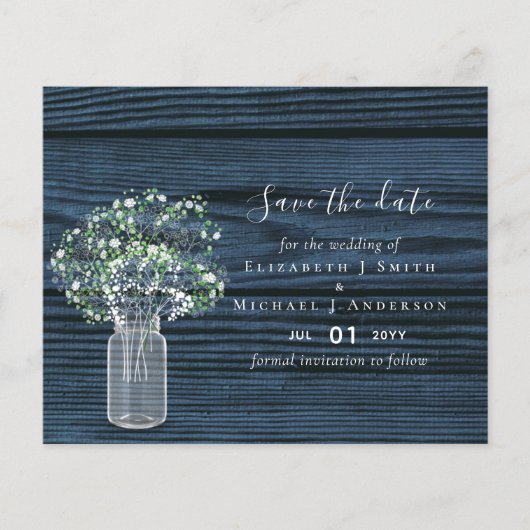 Budget Rustikale Rett Date Cards mit Babys Atem (Vorderseite)