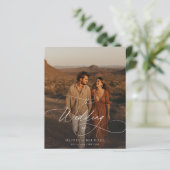 Budget Rustikale Skript Boho-Foto-Hochzeitskarten (Stehend Vorderseite)