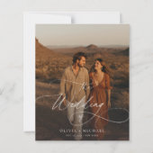 Budget Rustikale Skript Boho-Foto-Hochzeitskarten (Vorderseite)