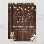 Budget Rustikale Skriptstring Lights & Lace Weddin Einladung (Vorne/Hinten)