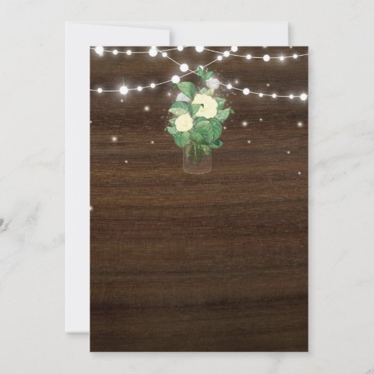 Budget Rustikale Skriptstring Lights & Lace Weddin Save The Date (Rückseite)