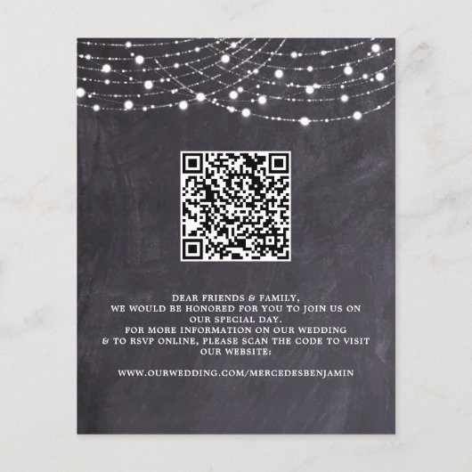 Budget Rustikale Slate String Lights QR Code Weddi (Rückseite)
