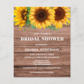 Budget Rustikale Sonnenblume Brautdusche Einladung (Vorderseite)