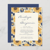 Budget Rustikale Sonnenblume Gelb Blauer Hochzeits (Vorne/Hinten)